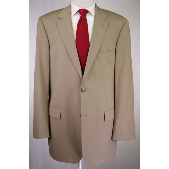 Hugo Boss Solid Tan Super 100's Wool 2-Btn Suit 46L - Picture 2 of 9